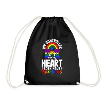 Ma manette et mon cœur ont tous deux des arcs-en-ciel allumés - Sac de sport léger - noir - Devant