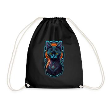 chaton noir et lumière néon - Sac de sport léger - noir - Devant