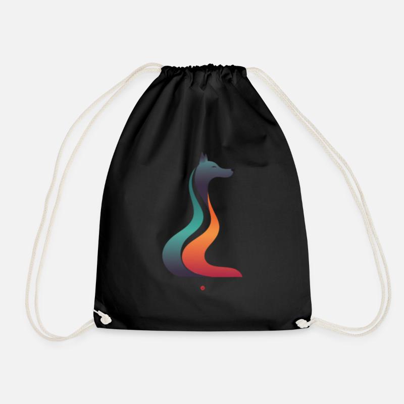 Fox Print, Gift Idea - Drawstring Bag - black