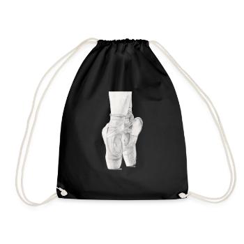 Schwarz-Weiß-Ballett-Spitzenschuhe Bleistiftzeichnung - Turnbeutel - Schwarz - Vorne