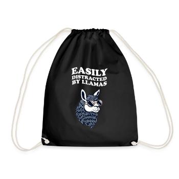 Facilement distrait par les lamas Lama Alpaga rétro - Sac de sport léger - noir - Devant