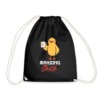 Gift for Mahjong Fans - Drawstring Bag - black - Front