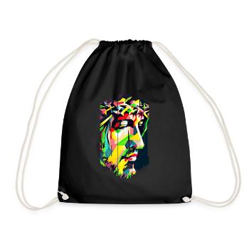 jesus bible christian religion christian cross christian - Drawstring Bag - black - Front