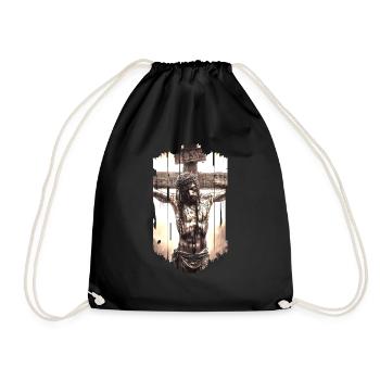 jesus bible christian religion christian cross christian - Drawstring Bag - black - Front