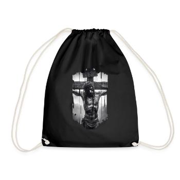 jesus bible christian religion christian cross christian - Drawstring Bag - black - Front