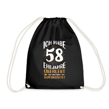 Ehe Engelshochzeit 58 Jahre Verheiratet Hochzeitst - Turnbeutel - Schwarz - Vorne