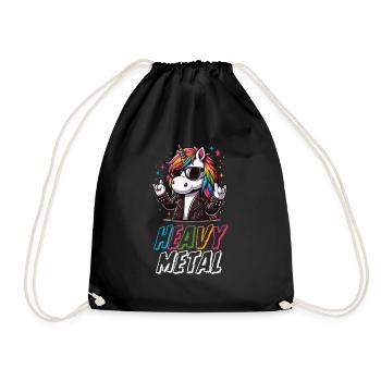 Heavy Metal Einhorn Süßes Einhorn Einschulung - Turnbeutel - Schwarz - Vorne
