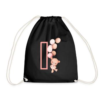 Lettre i rose ours - Sac de sport léger - noir - Devant