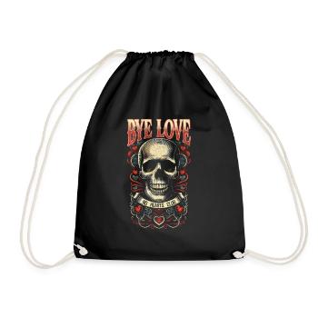 Retro Skull & Hearts - Bye Love, No Hearts Club - Drawstring Bag - black - Front