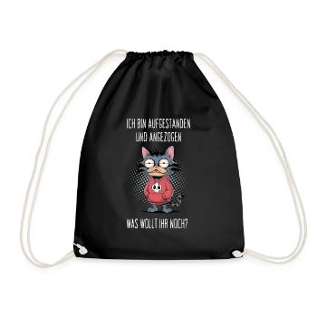 I got up and dressed cat humor - Drawstring Bag - black - Front