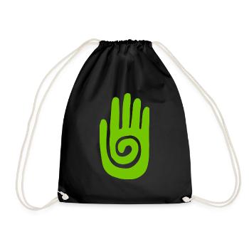 Schamane - Heilende Hand & Schutzsymbol - Grün - Turnbeutel - Schwarz - Vorne
