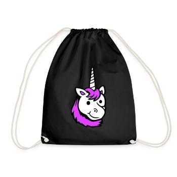 Einhorn Pink Süß Hübsch Freundlich Cartoon Pferd - Turnbeutel - Schwarz - Vorne