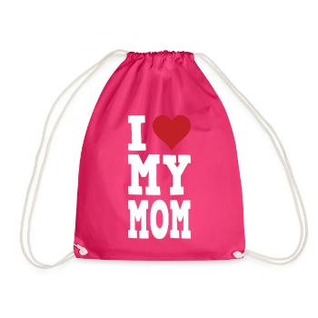 I love my MoM Mutter Mama Mami Mammy Mummy Eltern - Turnbeutel - Fuchsia - Vorne