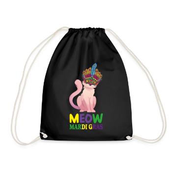 Lustige Katzen, Miau Mardi Gras, Miau, Mardi Gras Katzen - Turnbeutel - Schwarz - Vorne