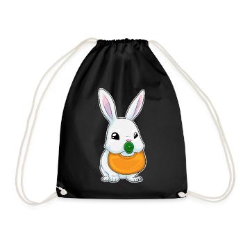Bunny Baby Bib Pacifier - Drawstring Bag - black - Front