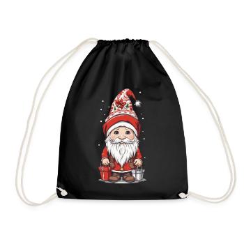 Nordischer Weihnachtswichtel Gnom Elf Weihnachten - Turnbeutel - Schwarz - Vorne