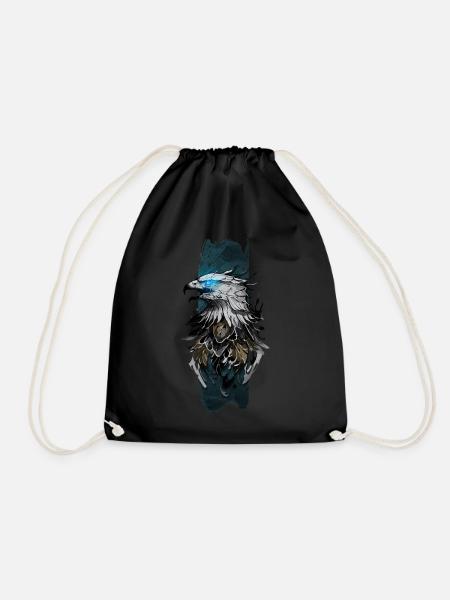 Majestic Eagle: Azure Gaze - Drawstring Bag - black
