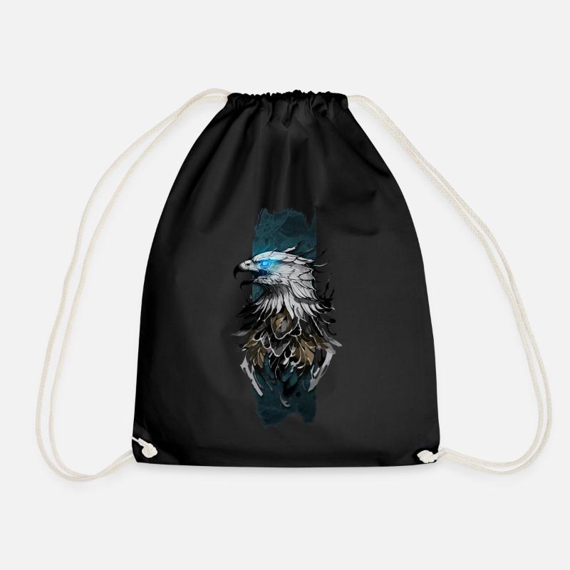 Majestic Eagle: Azure Gaze - Drawstring Bag - black