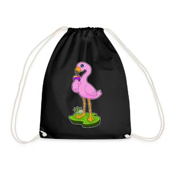 Flamingo Waffeleis - Turnbeutel - Schwarz - Vorne