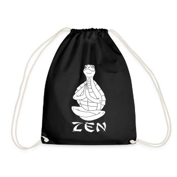 Yogi Turtle (White) - Drawstring Bag - black - Front