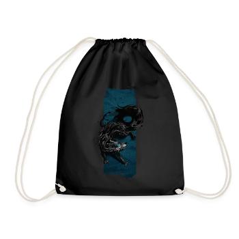 Shadow Sentinel: Mythical Shadow Wolf - Drawstring Bag - black - Front