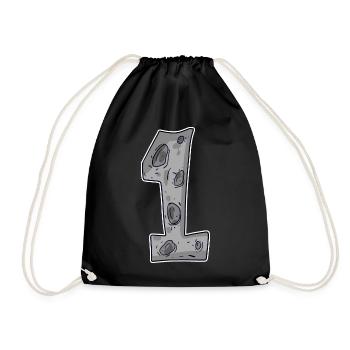 1 - First One Moon - Drawstring Bag - black - Front