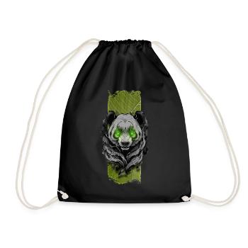 Tranquil Jade: Sanfter grünäugiger Panda - Turnbeutel - Schwarz - Vorne
