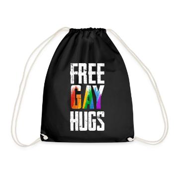 Free Gay Hugs LGBTQ Pride CSD - Drawstring Bag - black - Front
