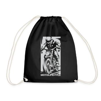Motorrad Racing Caferacer Moto Biker Symbol Logo - Turnbeutel - Schwarz - Vorne
