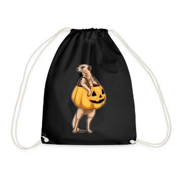 Erdmännchen Halloween Jack O'Lantern - Turnbeutel - Schwarz - Vorne