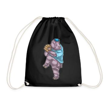 Hippopotamus Baseball Baseball Glove - Drawstring Bag - black - Front