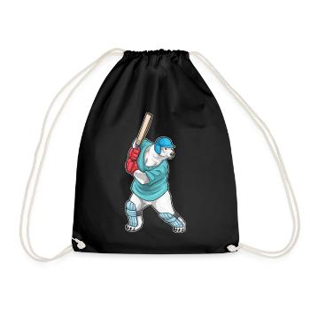 Polar Bear Cricket Cricket Bat - Drawstring Bag - black - Front