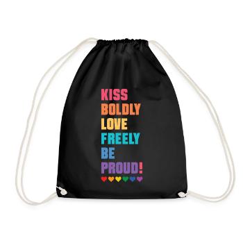 LGBTQ Pride Month - Mutig küssen, frei lieben - Turnbeutel - Schwarz - Vorne