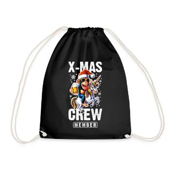 Xmas Party Crew Christmas Monkey Unicorn - Drawstring Bag - black - Front