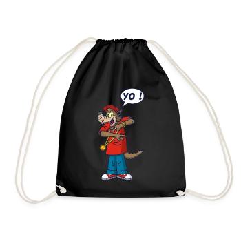 Loup rappeur - Sac de sport léger - noir - Devant