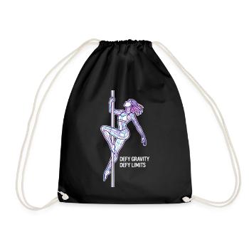 Pole Dance Line Art – Strong Woman Gift - Drawstring Bag - black - Front