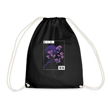 Cherry Blossom Japan Aesthetic Japanese - Drawstring Bag - black - Front