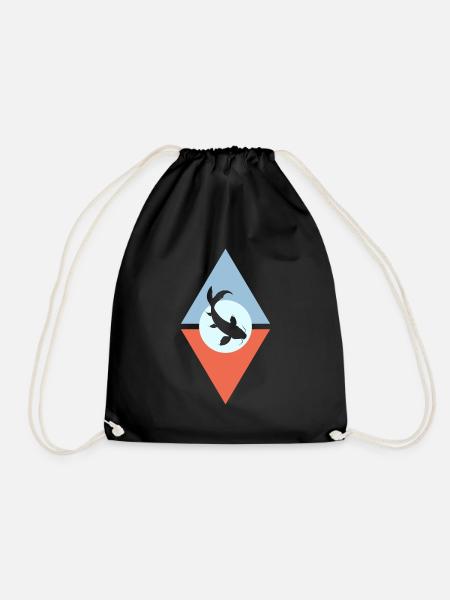 Koi Fisch Fischer - Turnbeutel - Schwarz