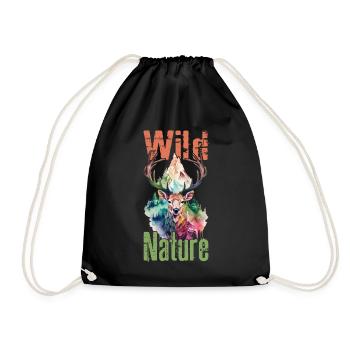 Cerf Nature sauvage Bois Forêt animale Montagnes sauvages - Sac de sport léger - noir - Devant