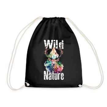 Cerf Nature sauvage Bois Forêt animale Montagnes sauvages - Sac de sport léger - noir - Devant