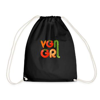 veganes T-Shirt veganes Mädchen - Turnbeutel - Schwarz - Vorne