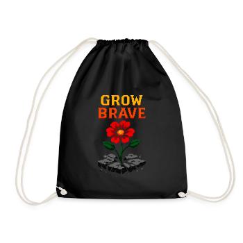 Grow Brave – Pixel Flower Shirt for Inner Strength - Drawstring Bag - black - Front