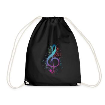 Sheet Music Key Musician Gift Violin Closures - Drawstring Bag - black - Front