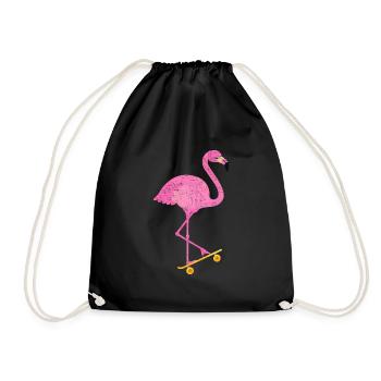 Tropical Flamingo On Skateboard - Turnbeutel - Schwarz - Vorne