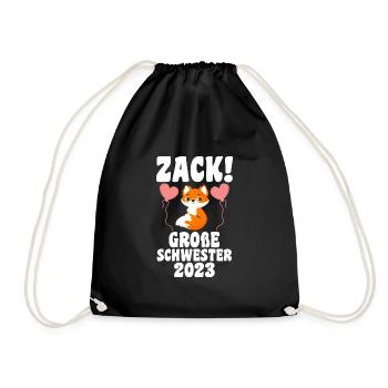Schwestern Fuchs grosse Schwester Fuchs Geschenk - Turnbeutel - Schwarz - Vorne