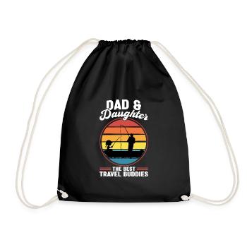 Vater Angler Vater & Tochter Angeln Vater Geschenk - Turnbeutel - Schwarz - Vorne