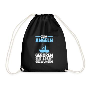 Angeln Fisch Angler Geschenk - Turnbeutel - Schwarz - Vorne