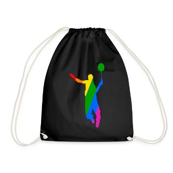Conception de tennis de badminton arc-en-ciel - Sac de sport léger - noir - Devant