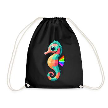 Conception d’hippocampe colorée avec des couleurs arc-en-ciel - Sac de sport léger - noir - Devant