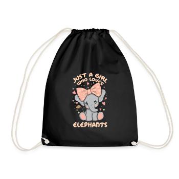 Just A Girl Who Loves Elephants Funny Animal Lover - Drawstring Bag - black - Front